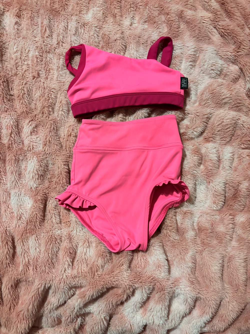 Tiger Friday Hot Pink Girls' Two-Piece Matching Set with Ruffle Trim